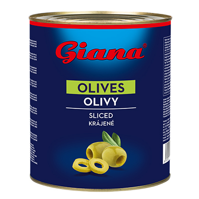Španielske zelené olivy krájané v slanom náleve 3000g